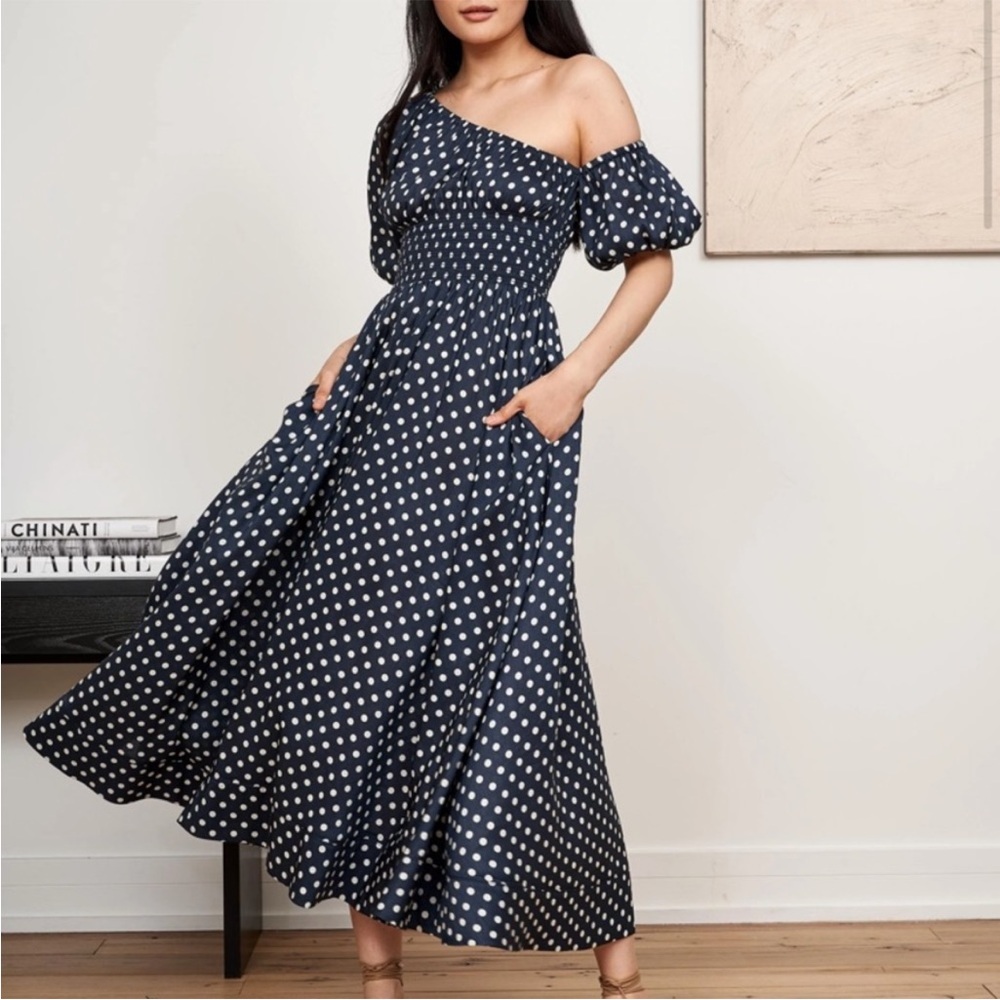 La Ligne Julia Dress in Polka Dot Navy